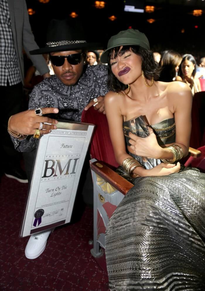 ><figcaption>Recording aritsts Future (L, holding a BMI Special Citation of Achievement recognizing ‘Great National Popularity as Measured by Broadcast Performances’ of the song ‘Turn on the Lights’) and Zendaya (holding the Social Star Award) attend the <strong class='StrictlyAutoTagBold'>2014</strong> BMI R&B/Hip-Hop Awards at the Pantages Theatre on August 22, <strong class='StrictlyAutoTagBold'>2014</strong> in Hollywood, California.</figcaption></figure>
</p><div class='code-block code-block-6' style='margin: 8px auto; text-align: center; display: block; clear: both;'>
<script async src=