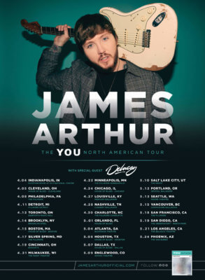 JAMES ARTHUR ANNOUNCES 2020 NORTH AMERICAN'THE YOU TOUR' DATES