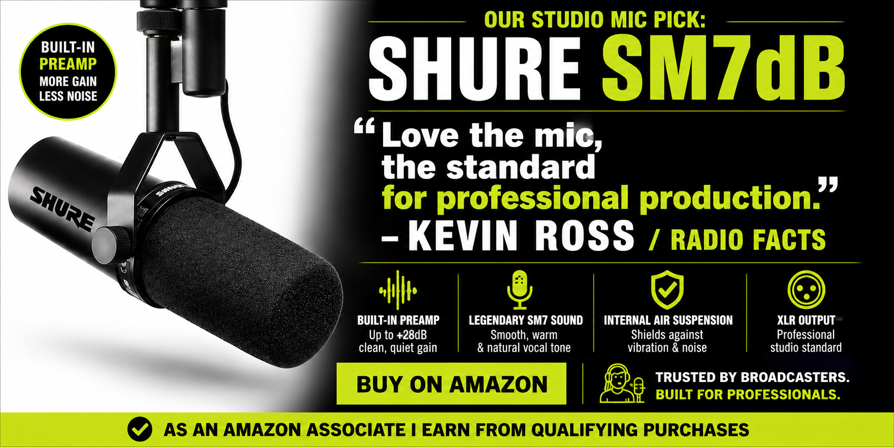 Radio Facts Studio Pick - Shure SM7dB microphone - Buy on Amazon