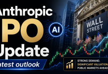 Anthropic Moves Closer to Potential IPO as Early Investor Meetings Begin Anthropic IPO update graphic showing Wall Street stock chart